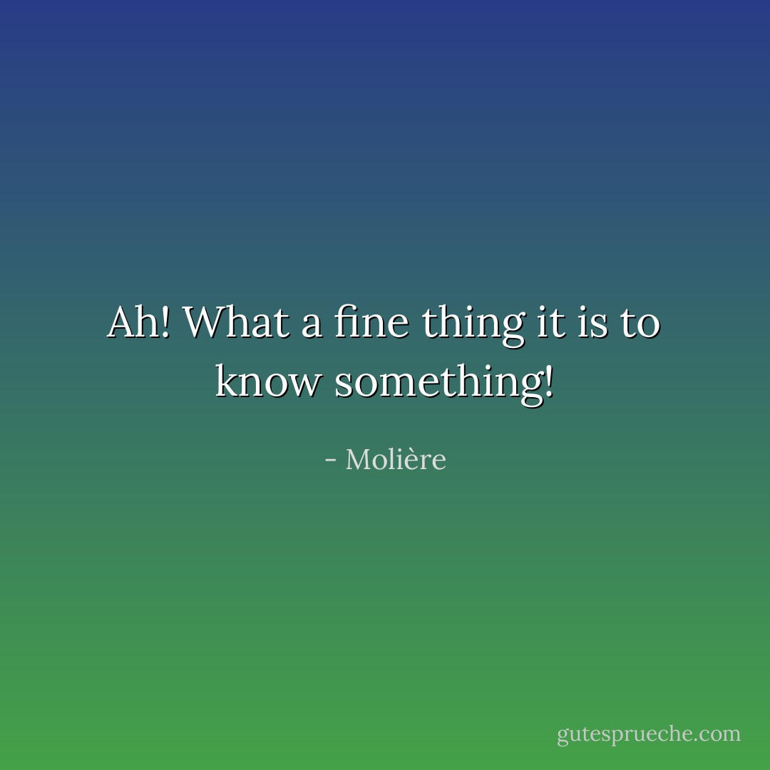 Ah! What a fine thing it is to know something! - Molière