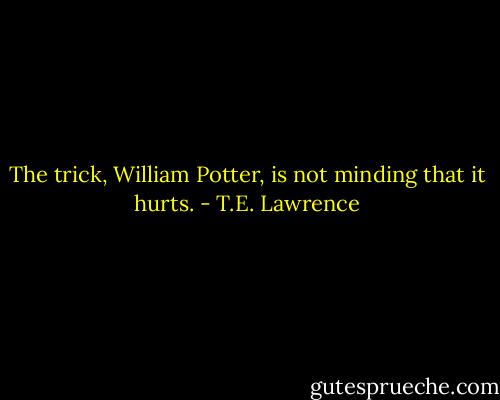 The trick, William Potter, is not minding that it hurts. - T.E. Lawrence