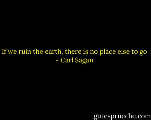 If we ruin the earth, there is no place else to go - Carl Sagan