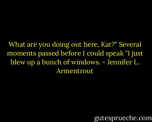 What are you doing out here, Kat?"<br />Several moments passed before I could speak "I just blew up a bunch of windows. - Jennifer L. Armentrout