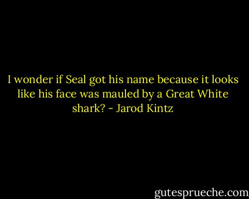 I wonder if Seal got his name because it looks like his face was mauled by a Great White shark? - Jarod Kintz