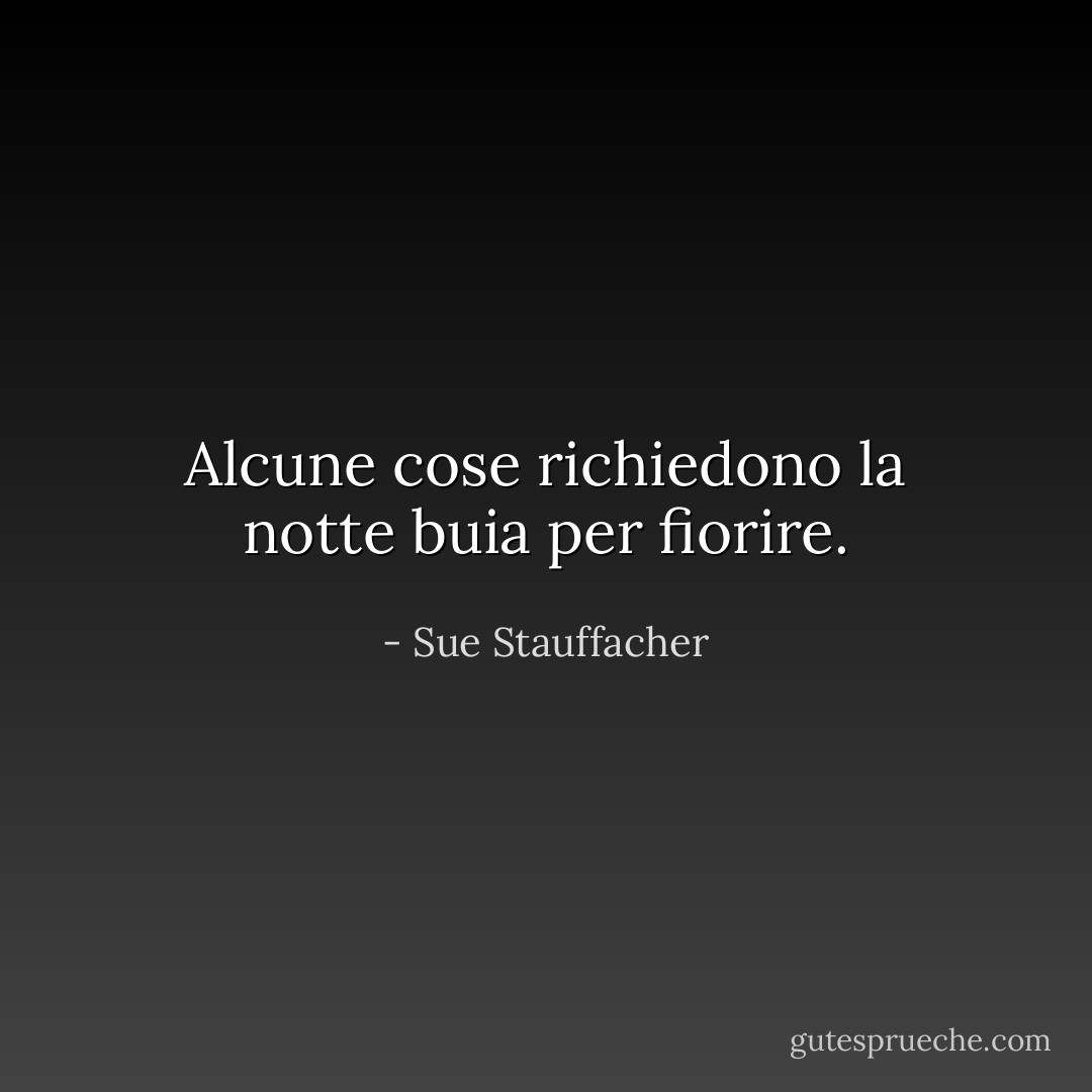 Alcune cose richiedono la notte buia per fiorire. - Sue Stauffacher