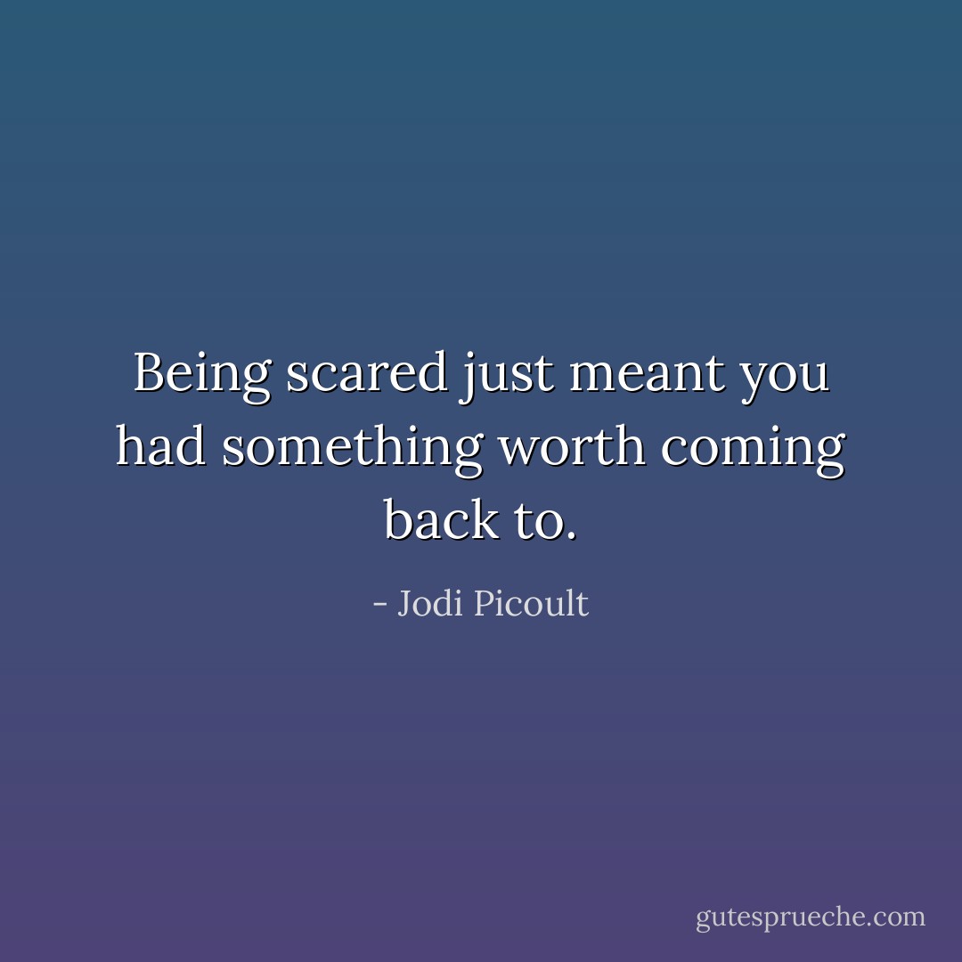 Being scared just meant you had something worth coming back to. - Jodi Picoult