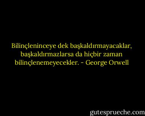 Bilinçleninceye dek başkaldırmayacaklar, başkaldırmazlarsa da hiçbir zaman bilinçlenemeyecekler. - George Orwell