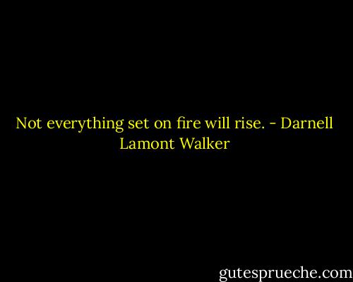 Not everything set on fire will rise. - Darnell Lamont Walker