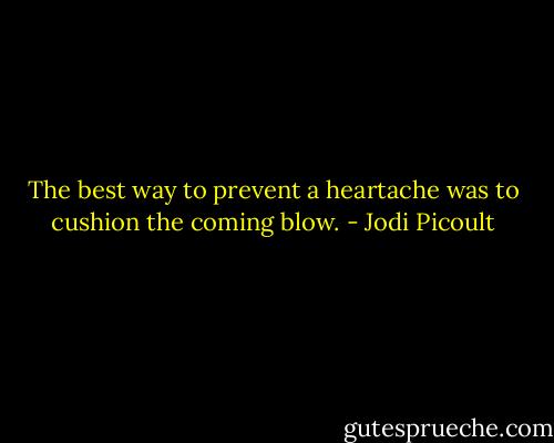 The best way to prevent a heartache was to cushion the coming blow. - Jodi Picoult
