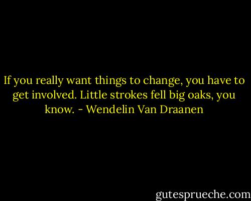 If you really want things to change, you have to get involved. Little strokes fell big oaks, you know. - Wendelin Van Draanen