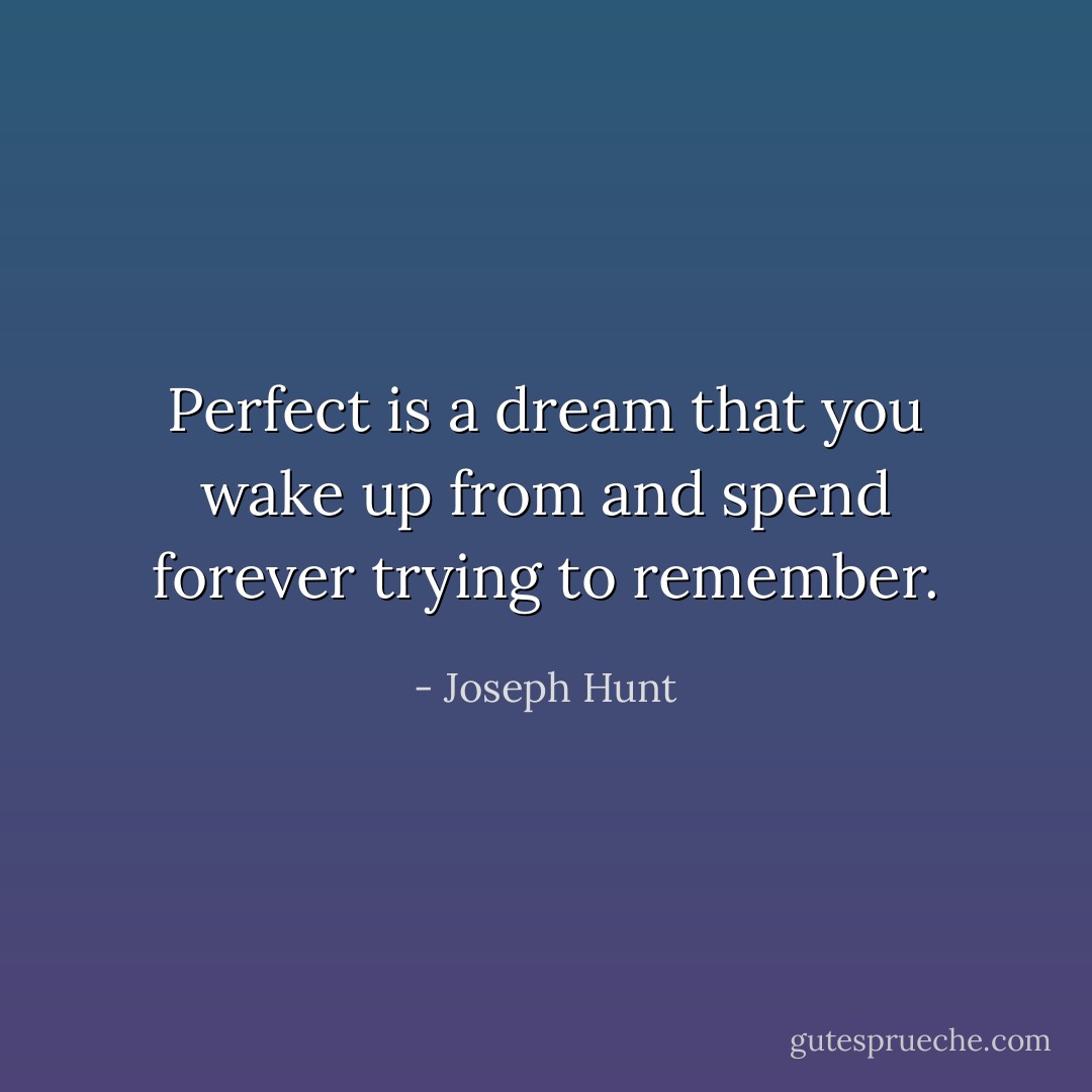 Perfect is a dream that you wake up from and spend forever trying to remember. - Joseph Hunt