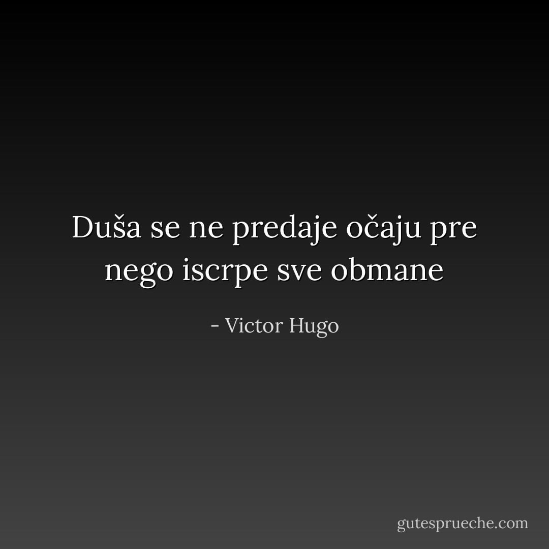 Duša se ne predaje očaju pre nego iscrpe sve obmane - Victor Hugo