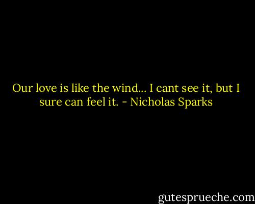 Our love is like the wind... I cant see it, but I sure can feel it. - Nicholas Sparks