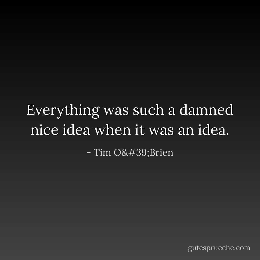 Everything was such a damned nice idea when it was an idea. - Tim O'Brien