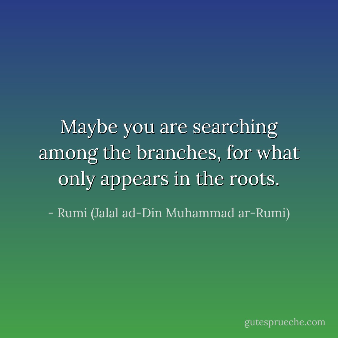Maybe you are searching among the branches, for what only appears in the roots. - Rumi (Jalal ad-Din Muhammad ar-Rumi)