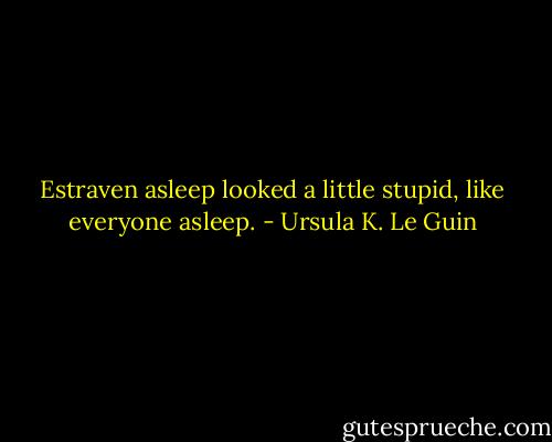Estraven asleep looked a little stupid, like everyone asleep. - Ursula K. Le Guin