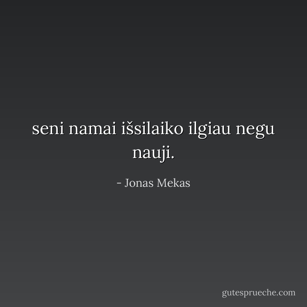 seni namai išsilaiko ilgiau negu nauji. - Jonas Mekas