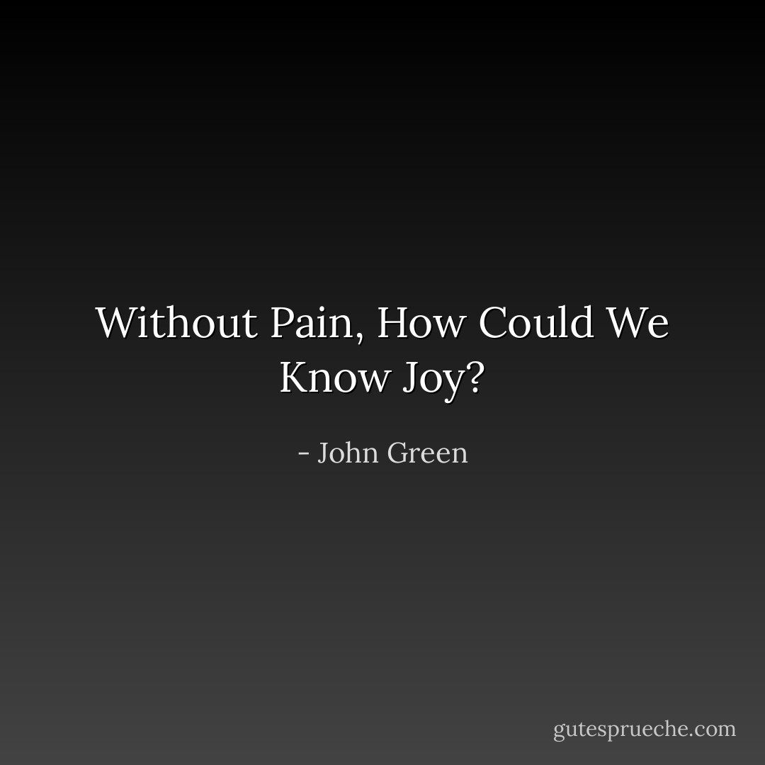 Without Pain, How Could We Know Joy? - John Green