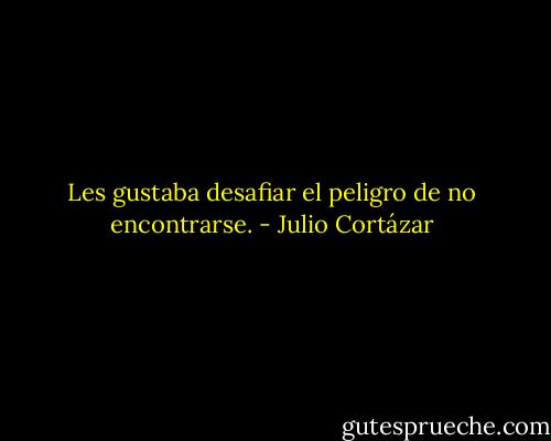 Les gustaba desafiar el peligro de no encontrarse. - Julio Cortázar