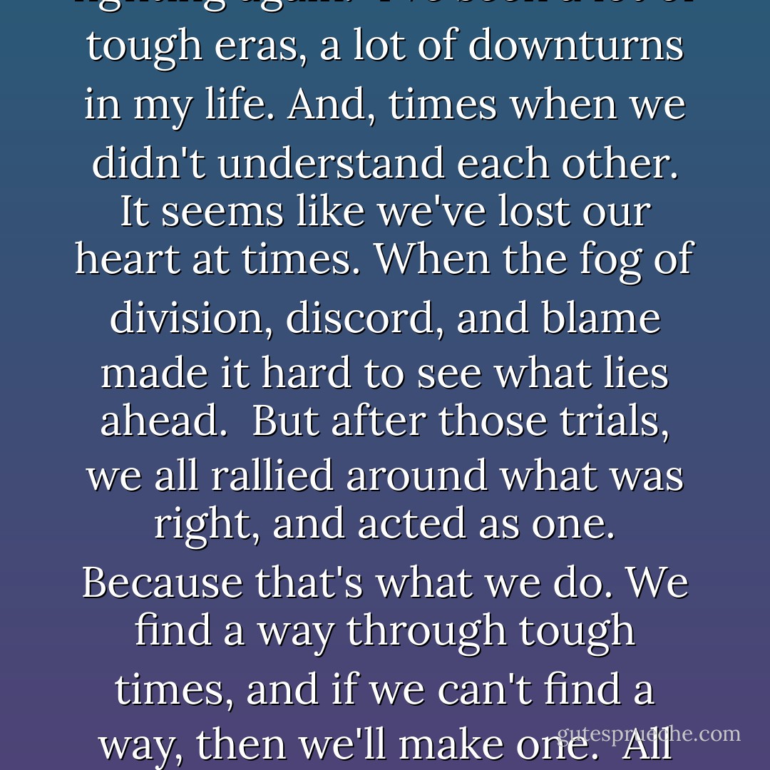 It's halftime. Both teams are in their locker room discussing what they can do to win this game in the second half.<br /><br />It's halftime in America, too. People are out of work and they're hurting. And they're all wondering what they're going to do to make a comeback. And we're all scared, because this isn't a game.<br /><br />The people of Detroit know a little something about this. They almost lost everything. But we all pulled together, now Motor City is fighting again.<br /><br />I've seen a lot of tough eras, a lot of downturns in my life. And, times when we didn't understand each other. It seems like we've lost our heart at times. When the fog of division, discord, and blame made it hard to see what lies ahead.<br /><br />But after those trials, we all rallied around what was right, and acted as one. Because that's what we do. We find a way through tough times, and if we can't find a way, then we'll make one.<br /><br />All that matters now is what's ahead. How do we come from behind? How do we come together? And, how do we win?<br /><br />Detroit's showing us it can be done. And, what's true about them is true about all of us.<br /><br />This country can't be knocked out with one punch. We get right back up again and when we do the world is going to hear the roar of our engines.<br /><br />Yeah, it's halftime America. And, our second half is about to begin. - Clint Eastwood