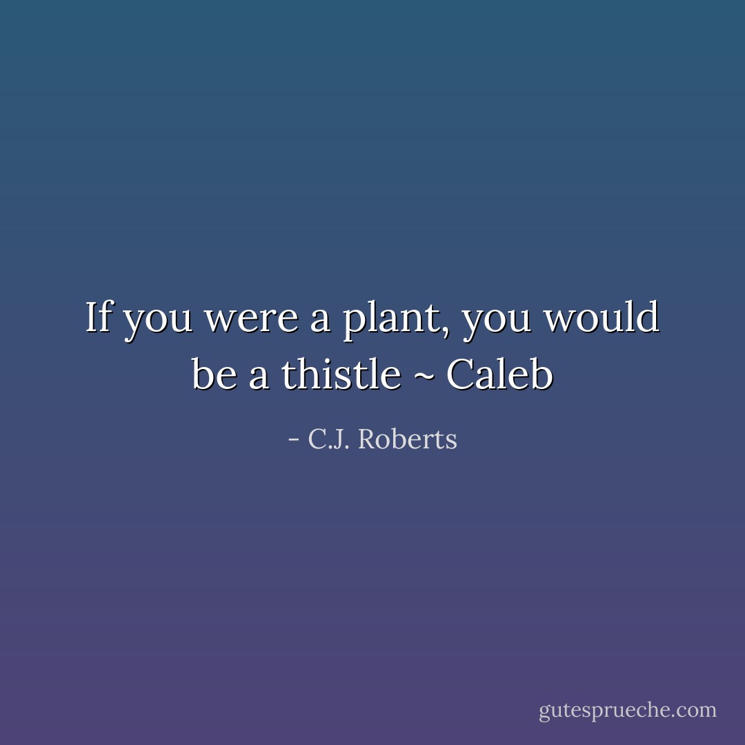 If you were a plant, you would be a thistle ~ Caleb - C.J. Roberts