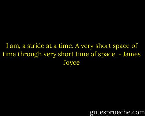 I am, a stride at a time. A very short space of time through very short time of space. - James Joyce