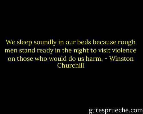 We sleep soundly in our beds because rough men stand ready in the night to visit violence on those who would do us harm. - Winston Churchill