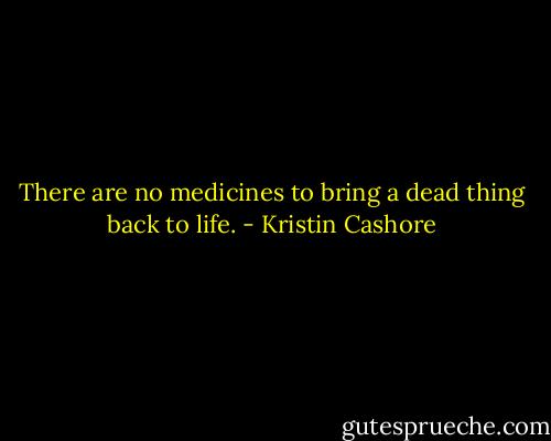 There are no medicines to bring a dead thing back to life. - Kristin Cashore