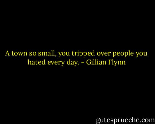 A town so small, you tripped over people you hated every day. - Gillian Flynn