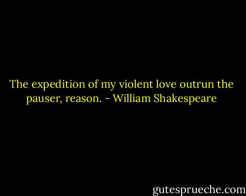 The expedition of my violent love outrun the pauser, reason. - William Shakespeare