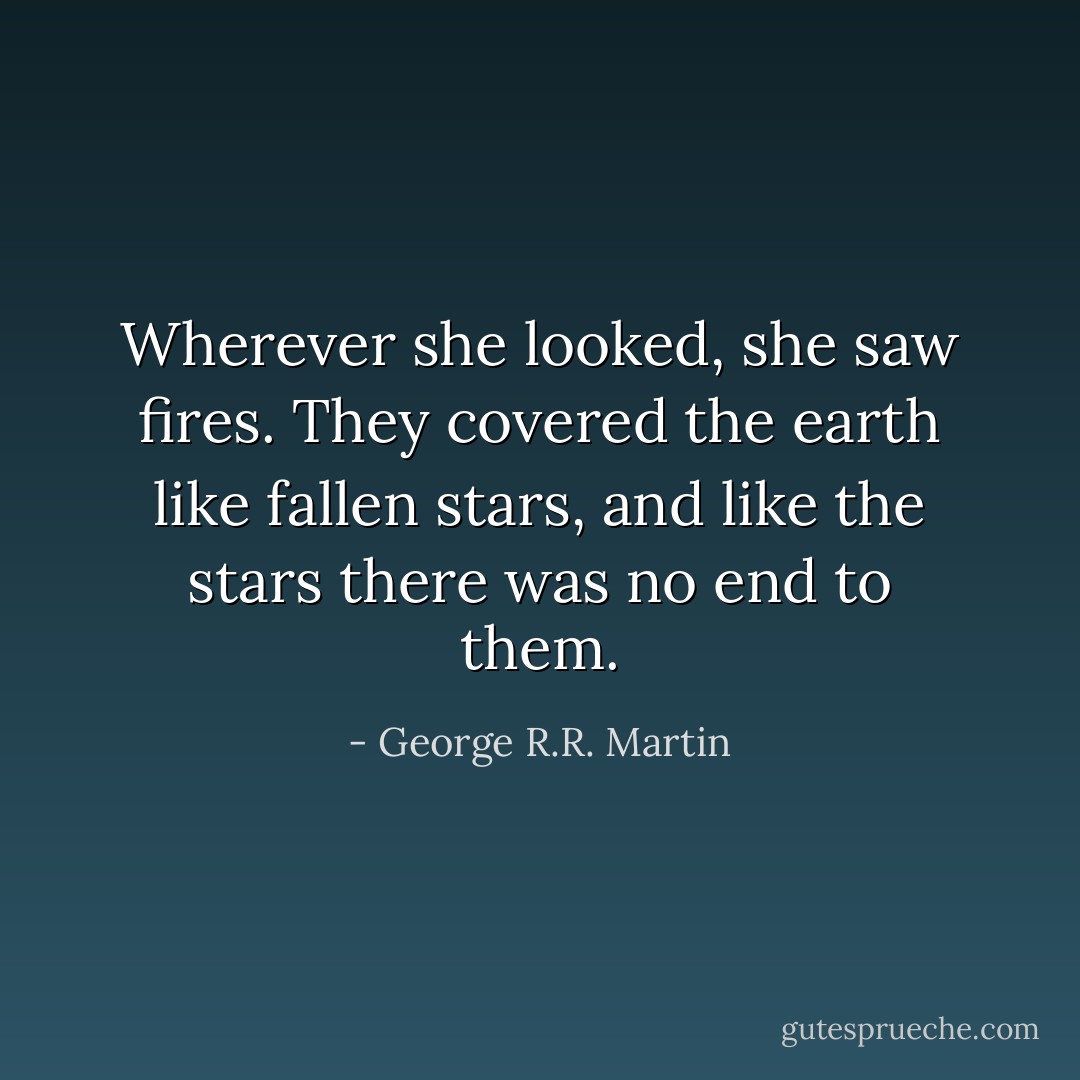 Wherever she looked, she saw fires. They covered the earth like fallen stars, and like the stars there was no end to them. - George R.R. Martin