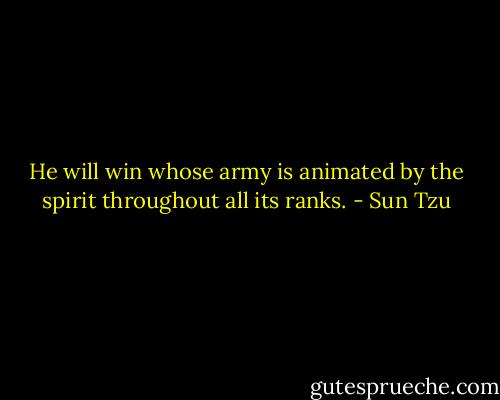 He will win whose army is animated by the spirit throughout all its ranks. - Sun Tzu