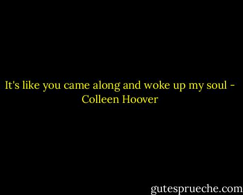 It's like you came along and woke up my soul - Colleen Hoover