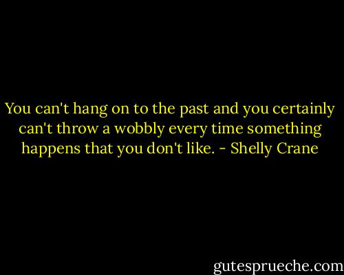 You can't hang on to the past and you certainly can't throw a wobbly every time something happens that you don't like. - Shelly Crane