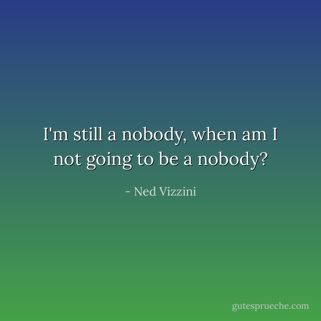 I'm still a nobody, when am I not going to be a nobody? - Ned Vizzini