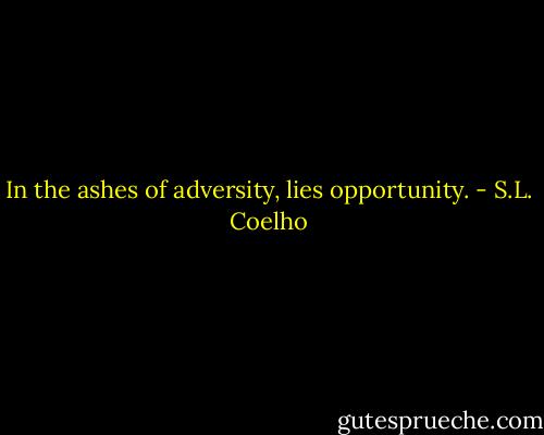 In the ashes of adversity, lies opportunity. - S.L. Coelho