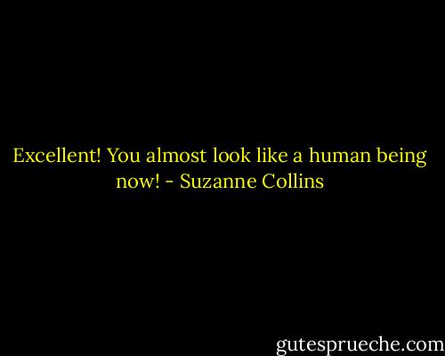 Excellent! You almost look like a human being now! - Suzanne Collins