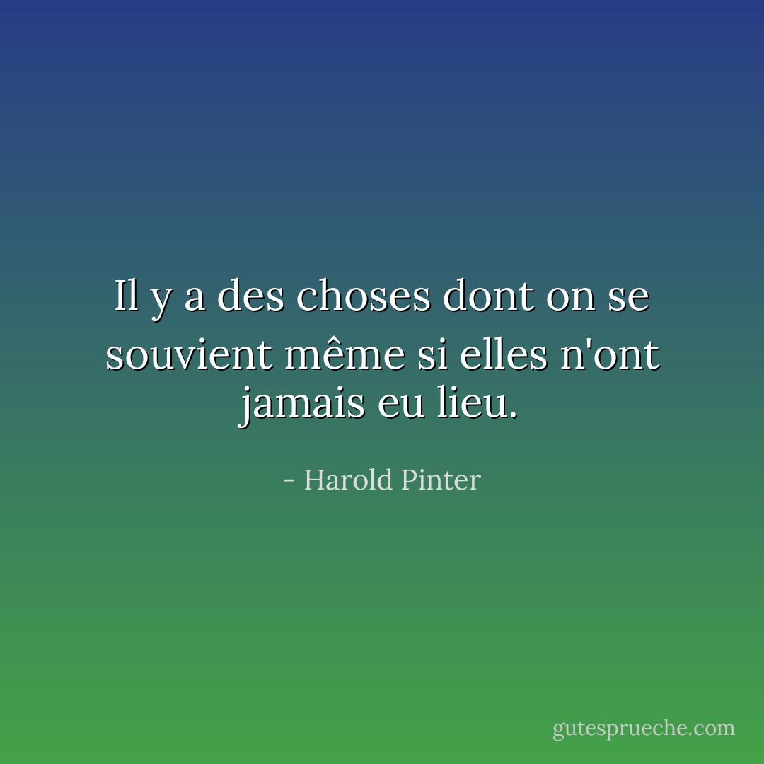Il y a des choses dont on se souvient même si elles n'ont jamais eu lieu. - Harold Pinter