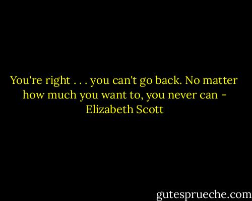 You're right . . . you can't go back. No matter how much you want to, you never can - Elizabeth Scott