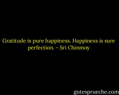 Gratitude is pure happiness.<br />Happiness is sure perfection. - Sri Chinmoy