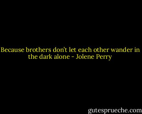 Because brothers don’t let each other wander in the dark alone - Jolene Perry