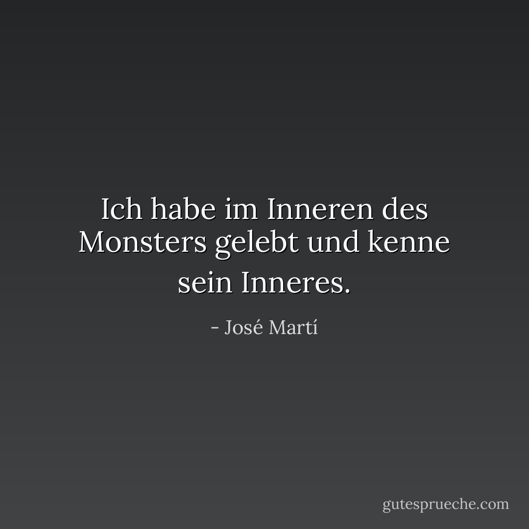 Ich habe im Inneren des Monsters gelebt und kenne sein Inneres. - José Martí<