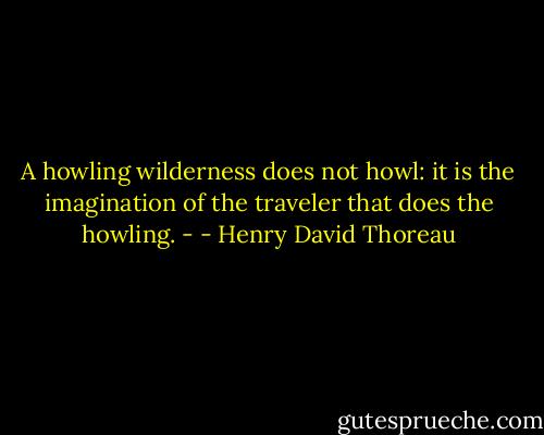 A howling wilderness does not howl: it is the imagination of the traveler that does the howling. - - Henry David Thoreau