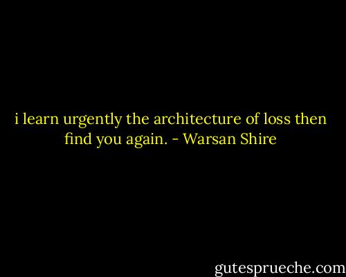 i learn urgently<br />the architecture of loss<br />then find you again. - Warsan Shire