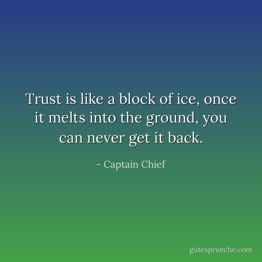 Trust is like a block of ice, once it melts into the ground, you can never get it back. - Captain Chief