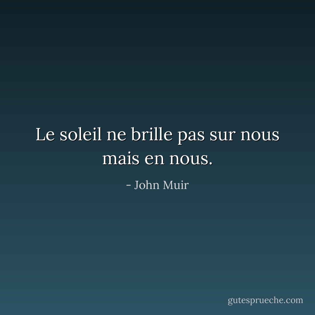 Le soleil ne brille pas sur nous mais en nous. - John Muir