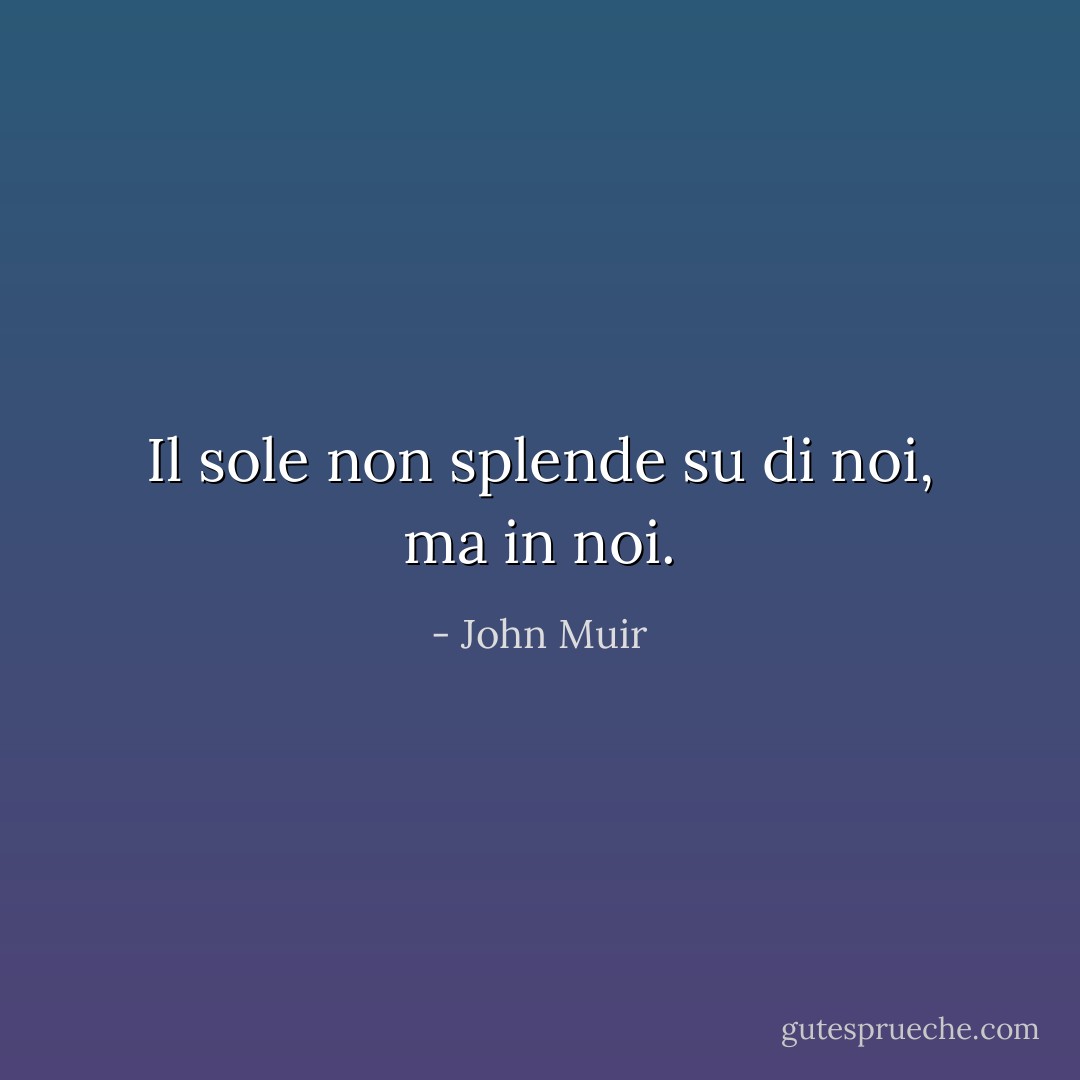 Il sole non splende su di noi, ma in noi. - John Muir