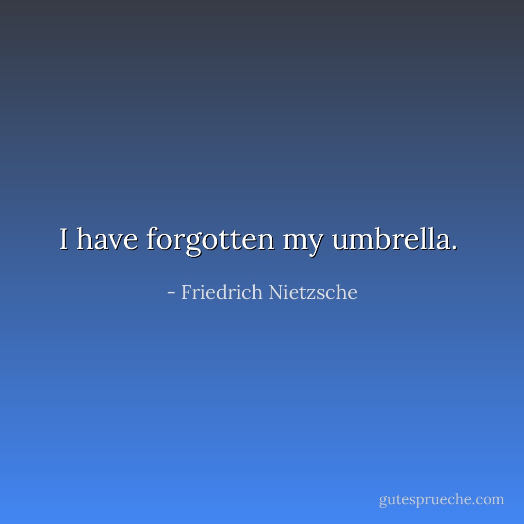 I have forgotten my umbrella.  - Friedrich Nietzsche