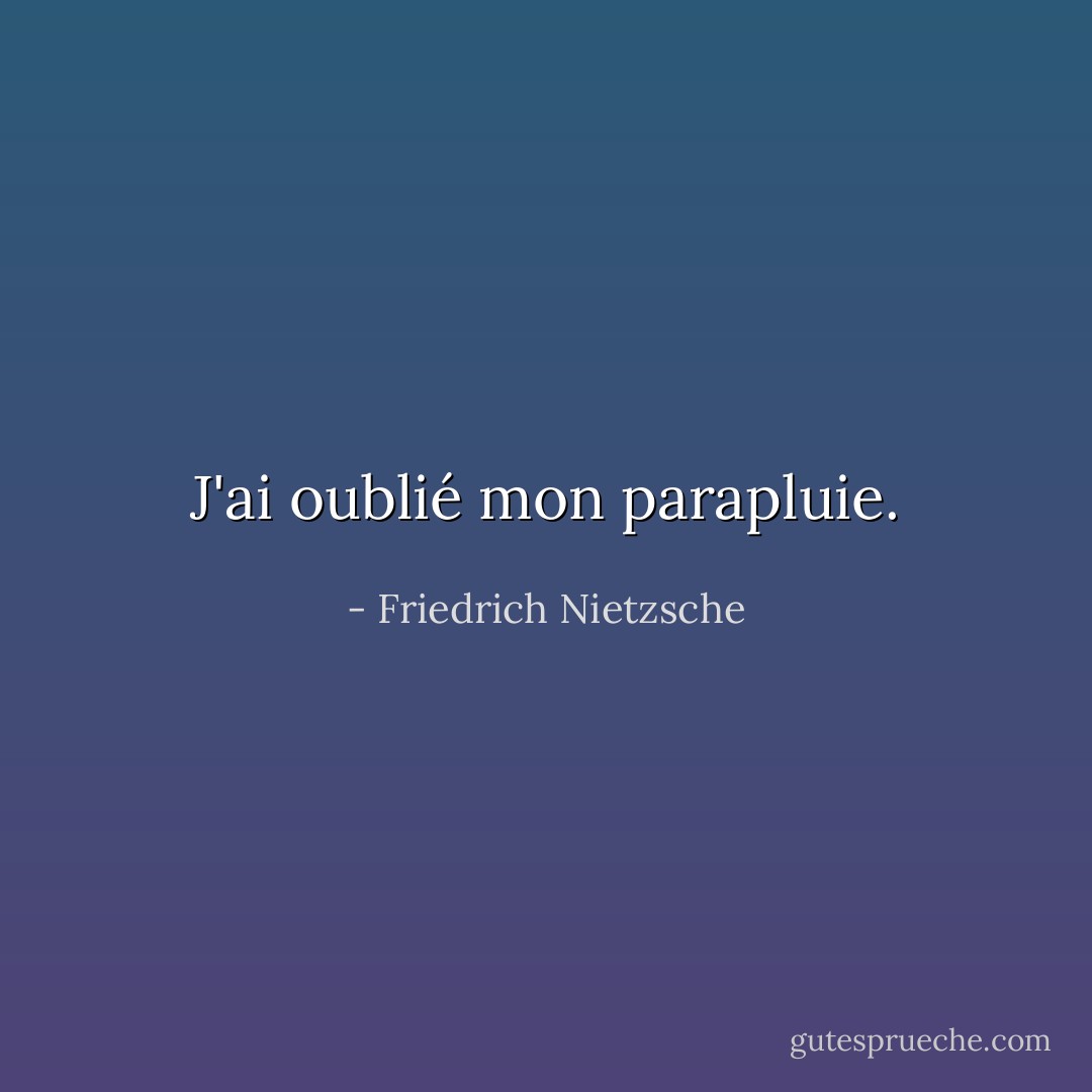 J'ai oublié mon parapluie. - Friedrich Nietzsche