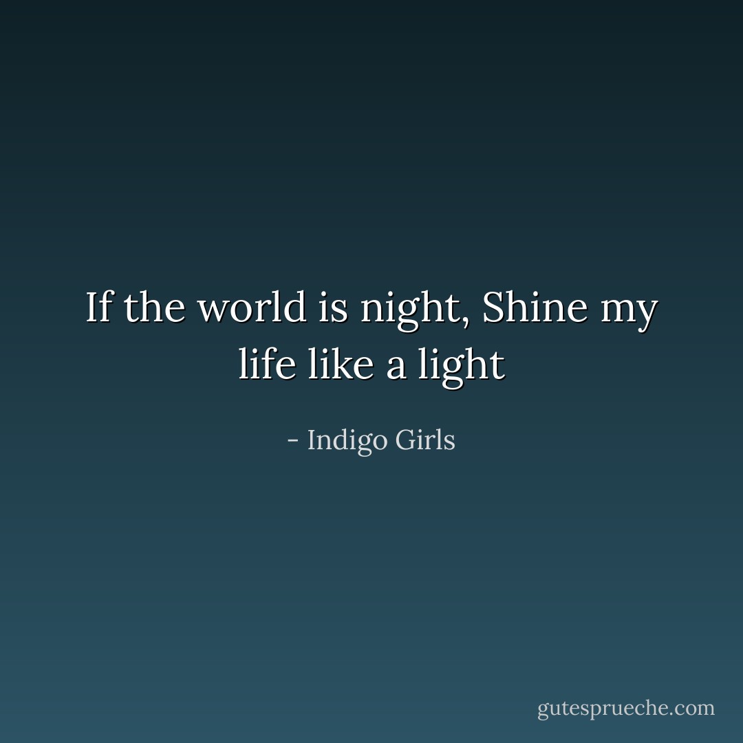If the world is night,<br />Shine my life like a light - Indigo Girls