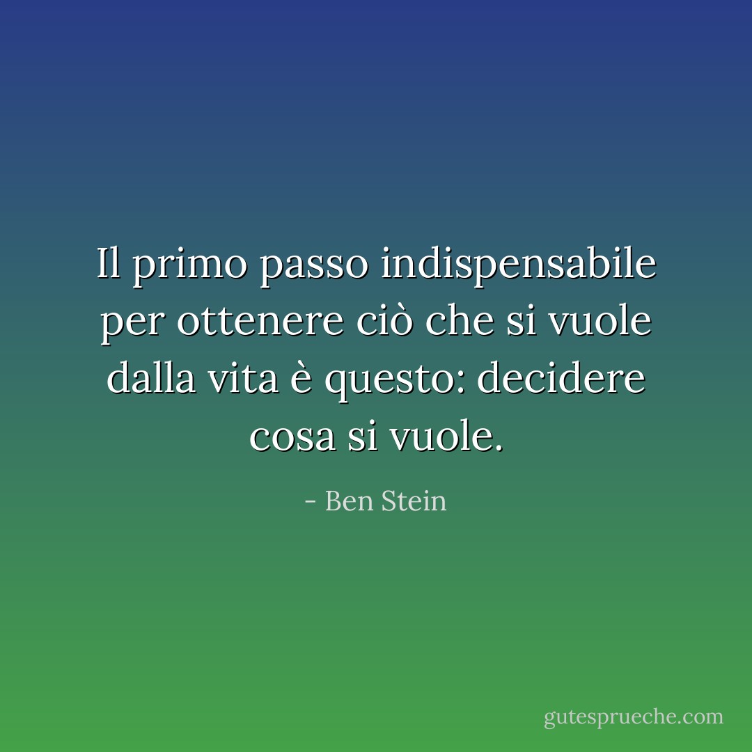 Il primo passo indispensabile per ottenere ciò che si vuole dalla vita è questo: decidere cosa si vuole. - Ben Stein