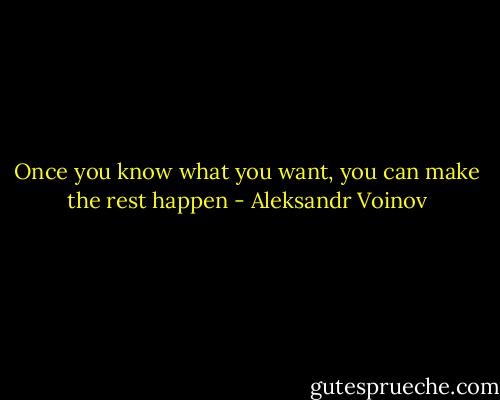 Once you know what you want, you can make the rest happen - Aleksandr Voinov