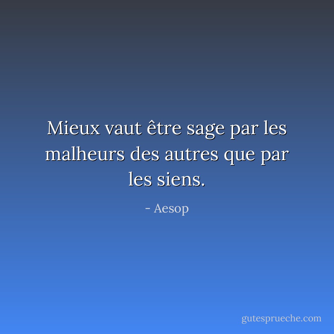 Mieux vaut être sage par les malheurs des autres que par les siens. - Aesop